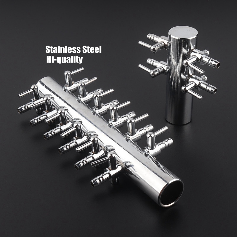 Fish Pond Aerator - 4~12 Ways 19mm-5mm Stainless Steel Air